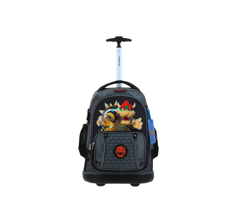 Mochila con Ruedas Mario Bros Gris