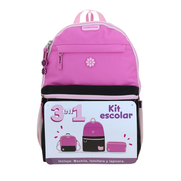 Mochila escolar para niña Happy Girl negra con bolsillos prácticos