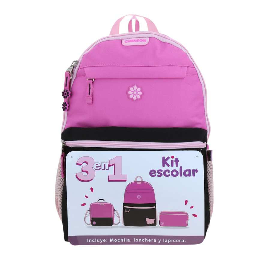 Mochila escolar para niña Happy Girl negra con bolsillos prácticos