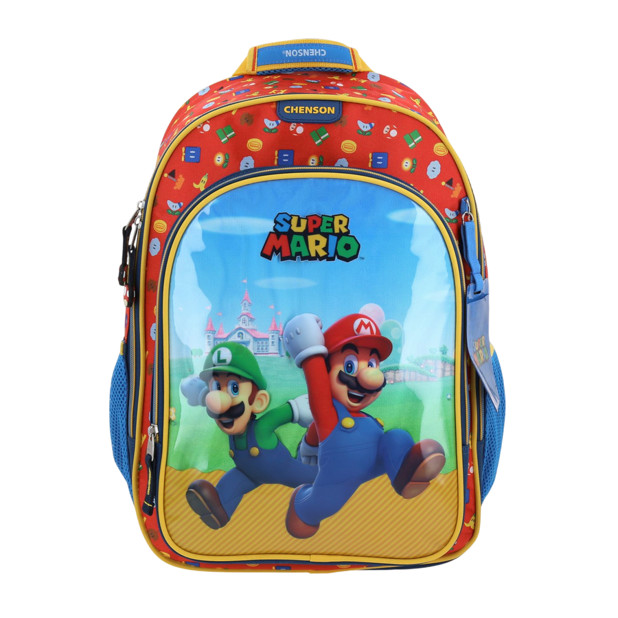 Mochila escolar para niño Mario Bros azul