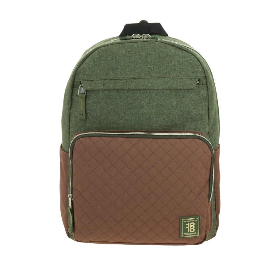 Mochila Escolar 1818 Verde Seco con Porta Laptop 15