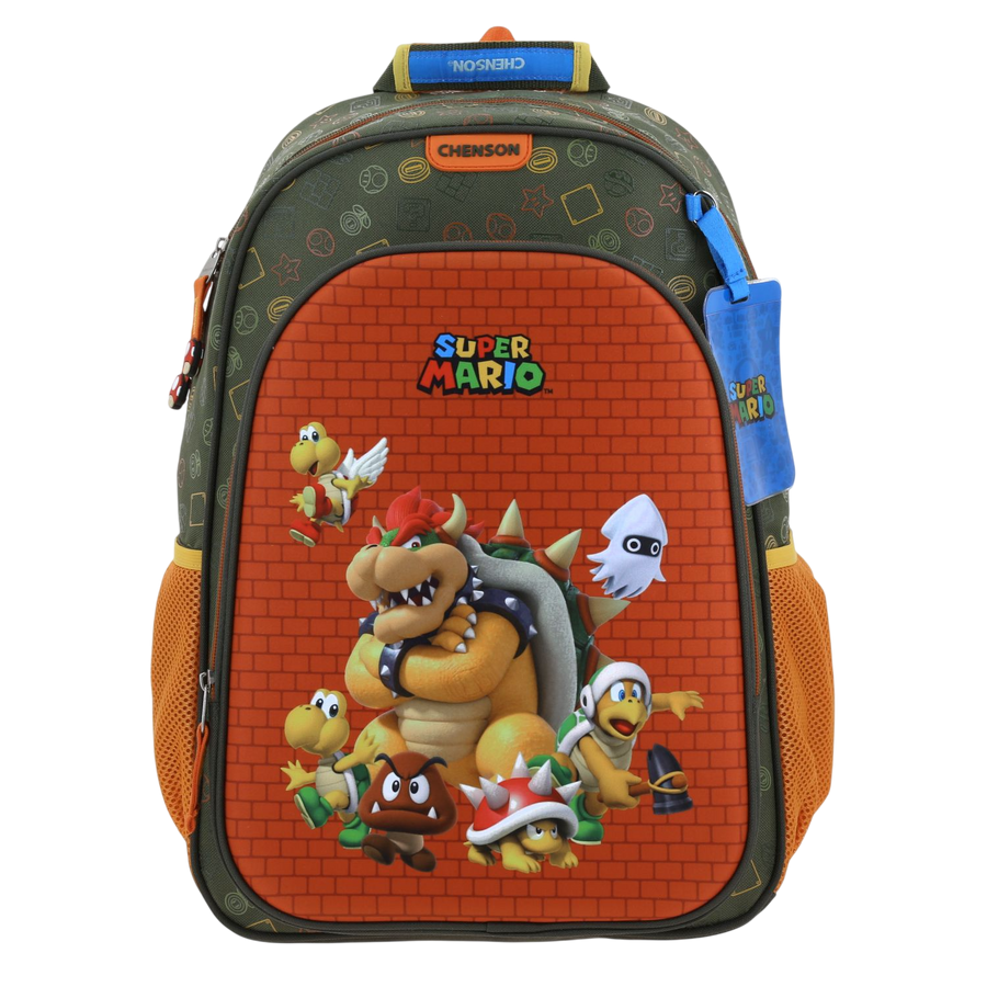 Kit Escolar Mario Bros (Mochila + Lonchera + Lapicera) infantil.