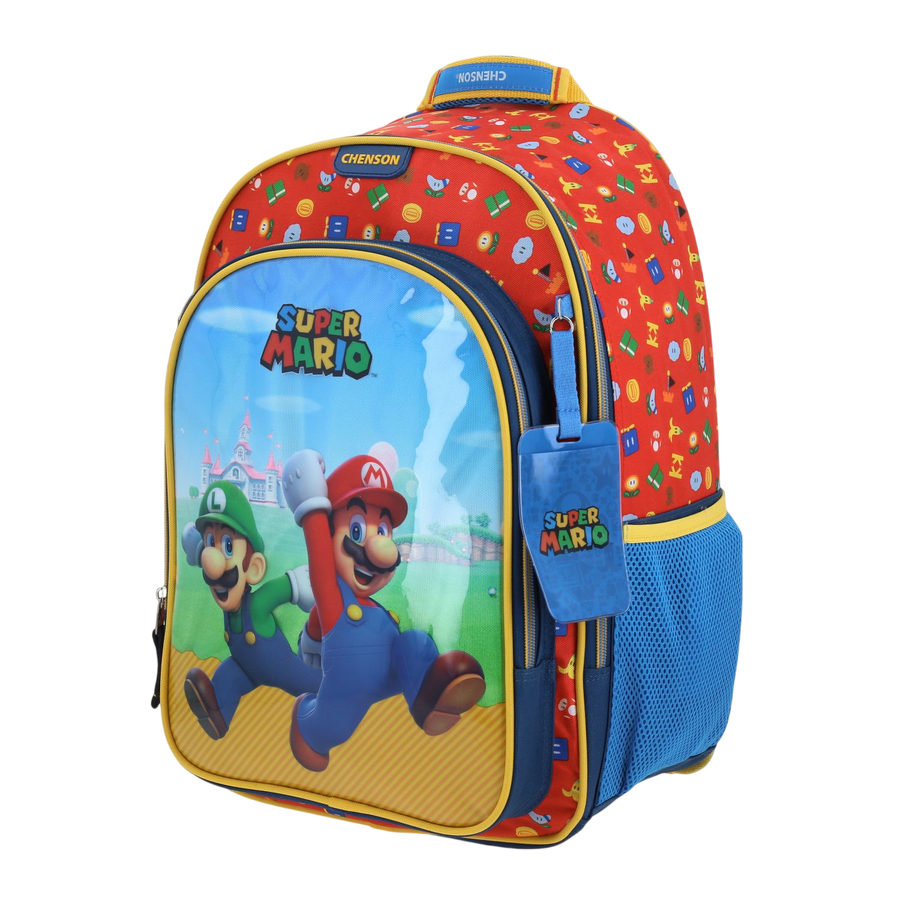 Mochila escolar para niño Mario Bros azul