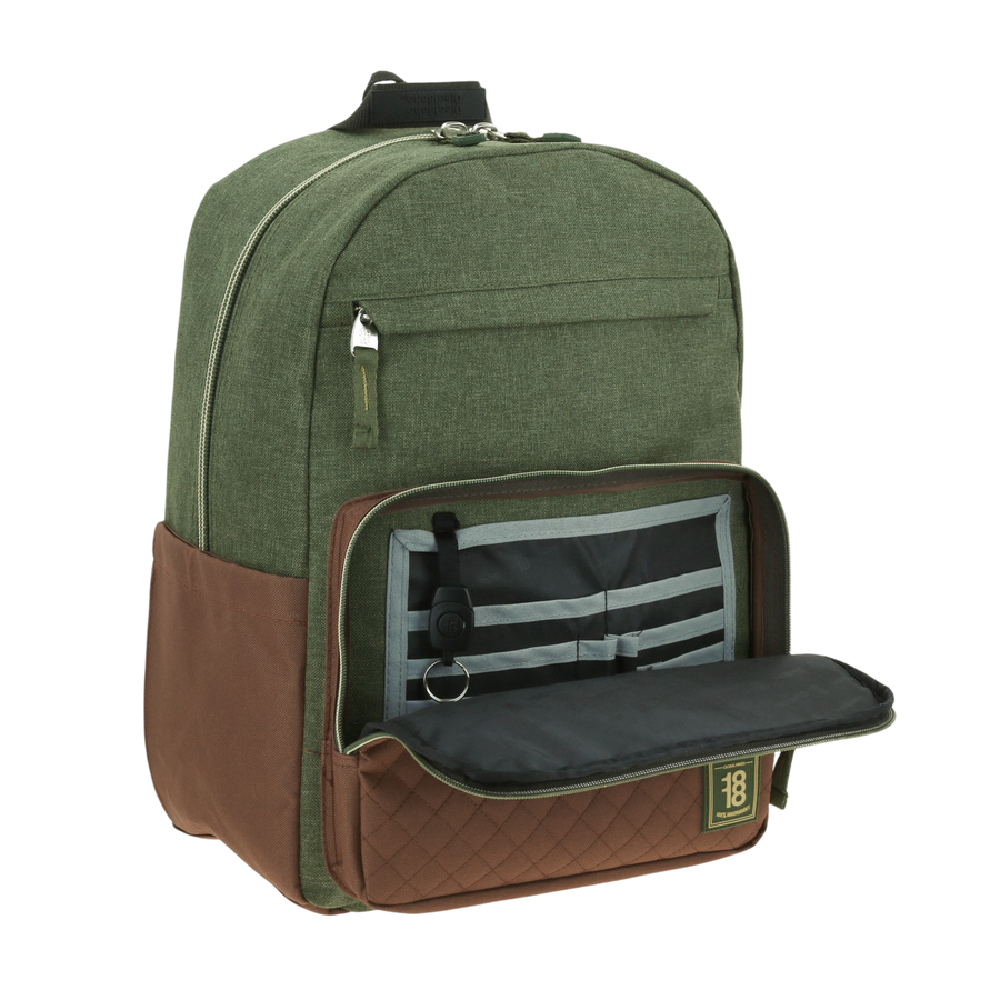 Mochila Escolar 1818 Verde Seco con Porta Laptop 15
