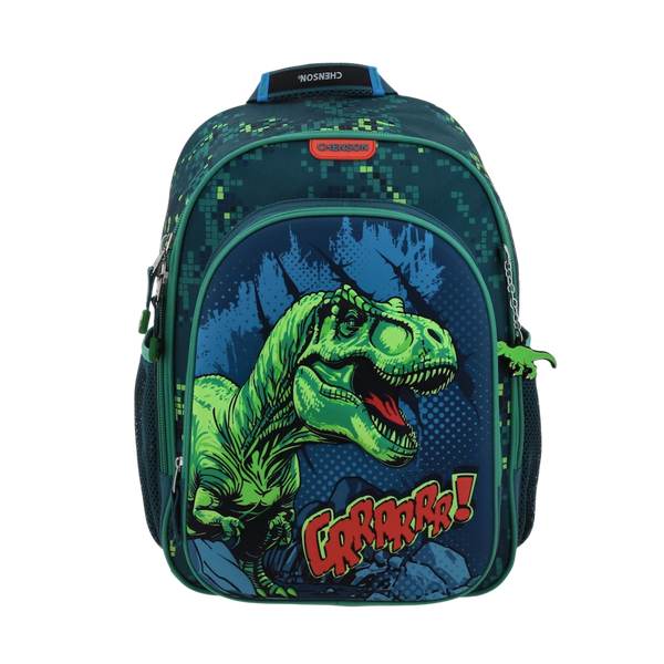 Mochila Dinosaurio Azul 31x43x18 Escolar Resistente