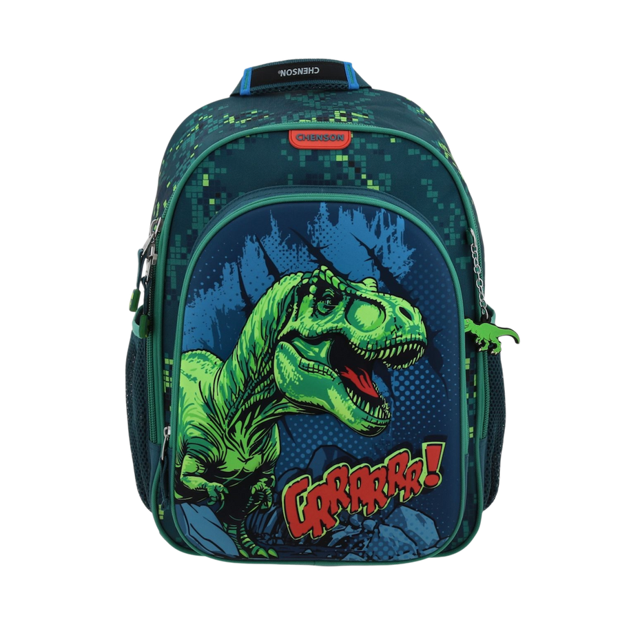 Mochila Dinosaurio Azul 31x43x18 Escolar Resistente