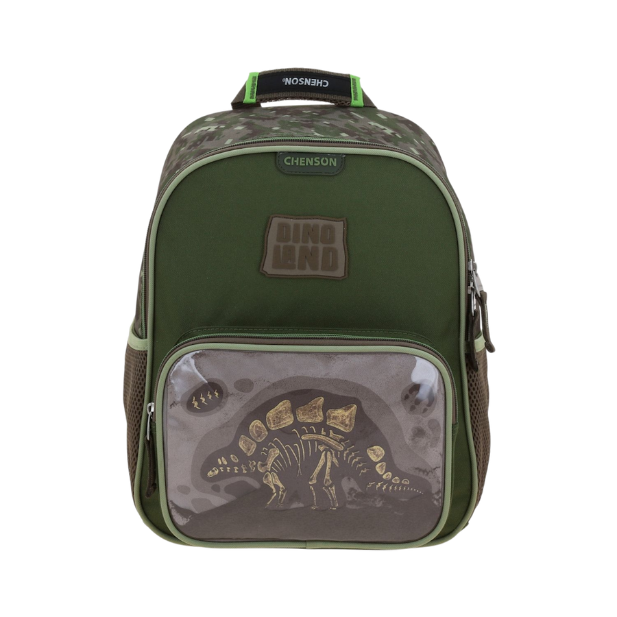 Mochila Dinosaurio Verde Seco 25x30x13 cm Escolar