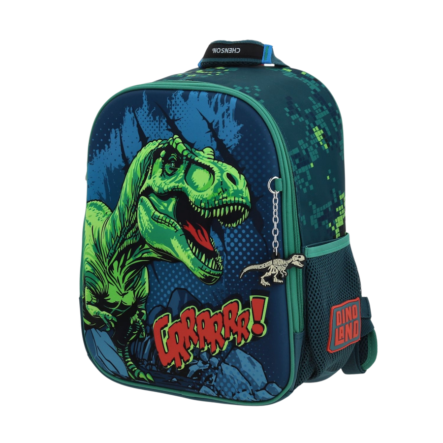 Mochila Dinosaurio Azul 25x30 cm Escolar Resistente