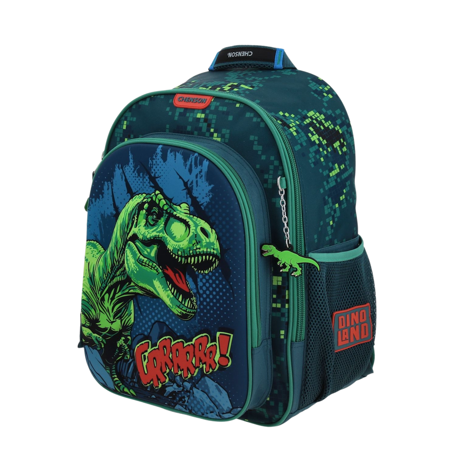 Mochila Dinosaurio Azul 31x43x18 Escolar Resistente