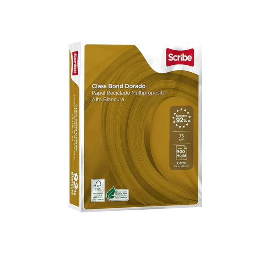 Papel Bond Reciclado Dorado Carta 500 Hojas